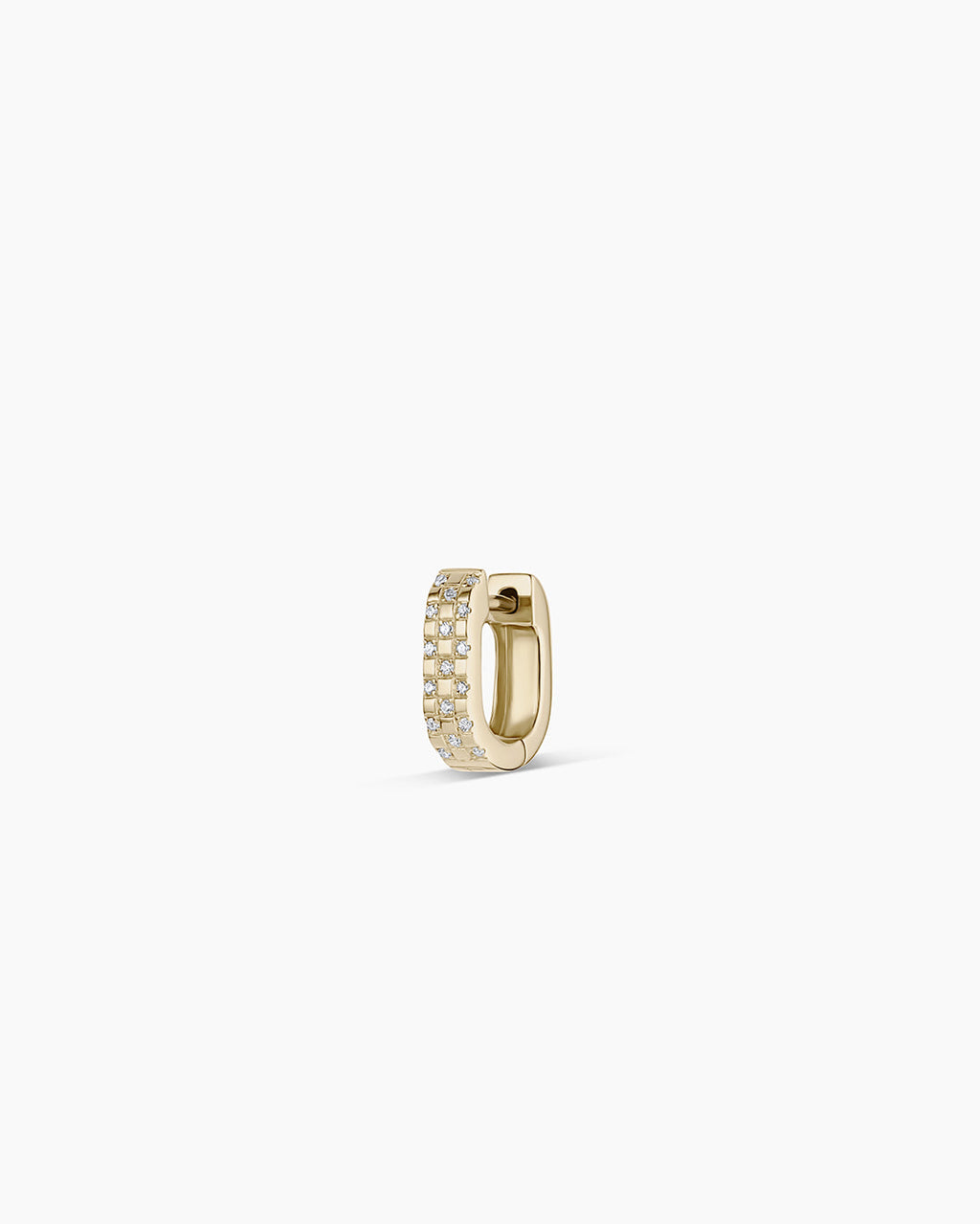 Diamond Checkered Mini Single Huggie || option::14K Solid Gold