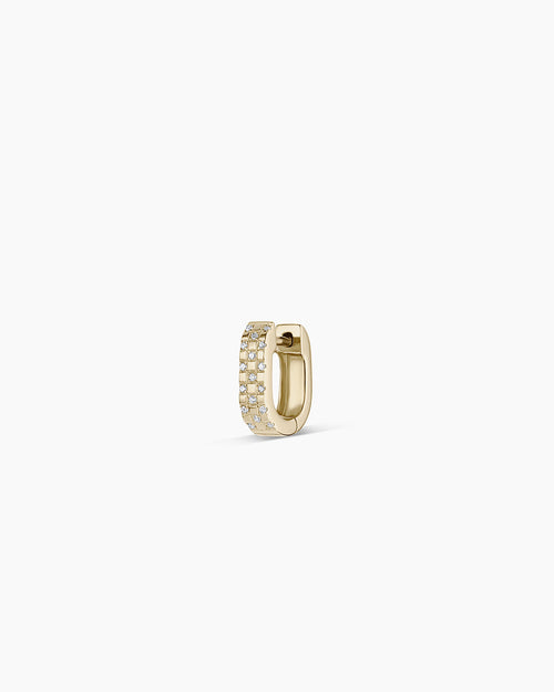 Diamond Checkered Mini Single Huggie || option::14K Solid Gold
