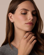 Diamond Checkered Mini Single Huggie || option::14K Solid Gold