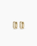 Diamond Checkered Mini Huggies || option::14K Solid Gold