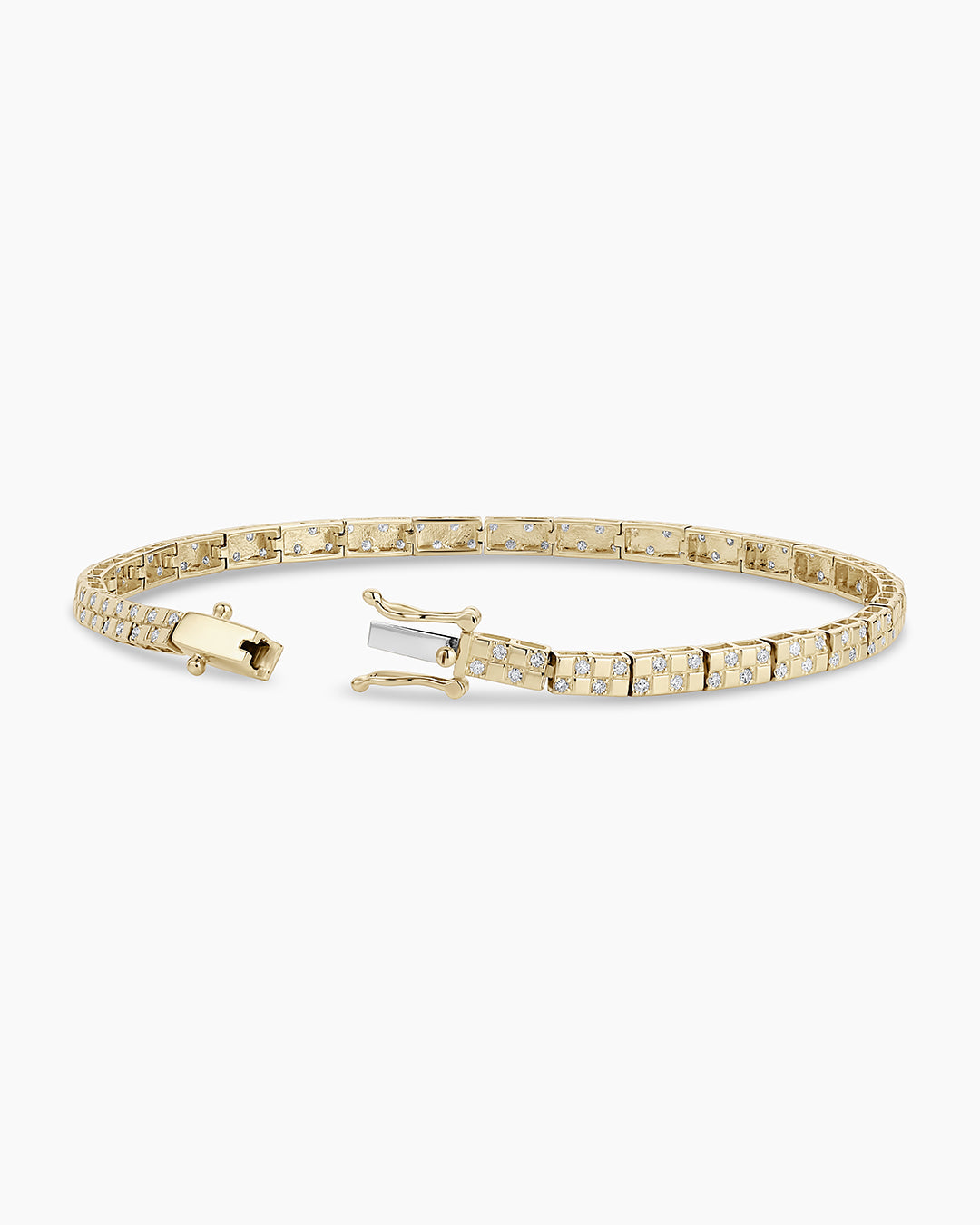 Diamond Checkered Tennis Bracelet || option::14K Solid Gold, 7 in.