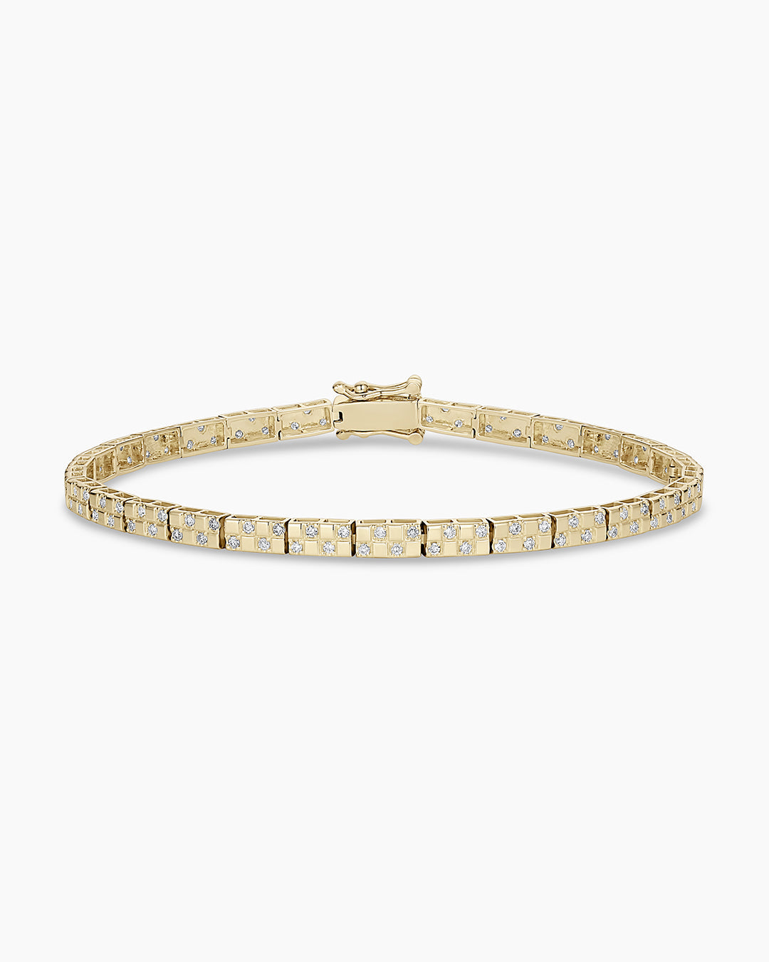 Diamond Checkered Tennis Bracelet || option::14K Solid Gold, 6.5 in.