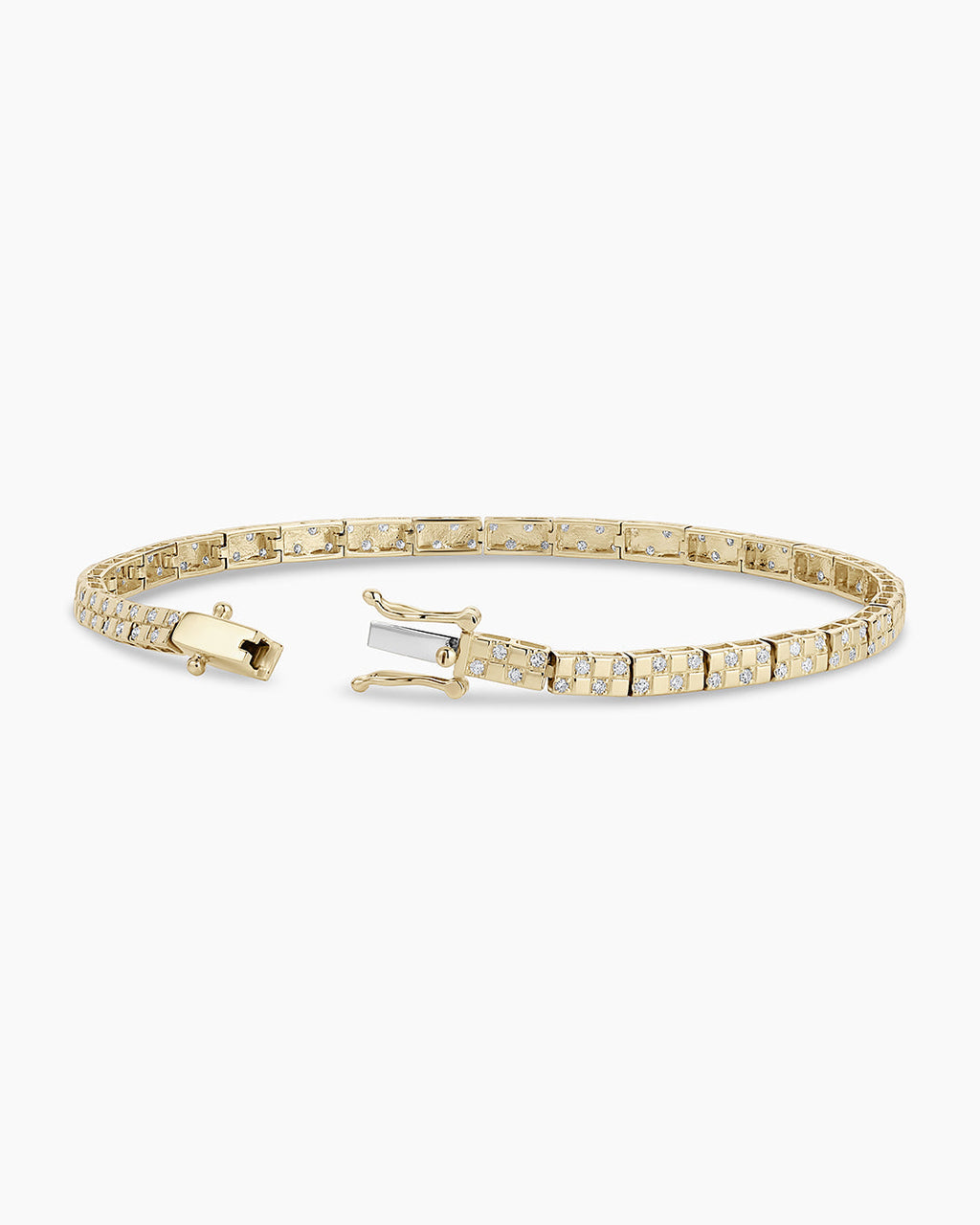 Diamond Checkered Tennis Bracelet || option::14K Solid Gold, 6 in.
