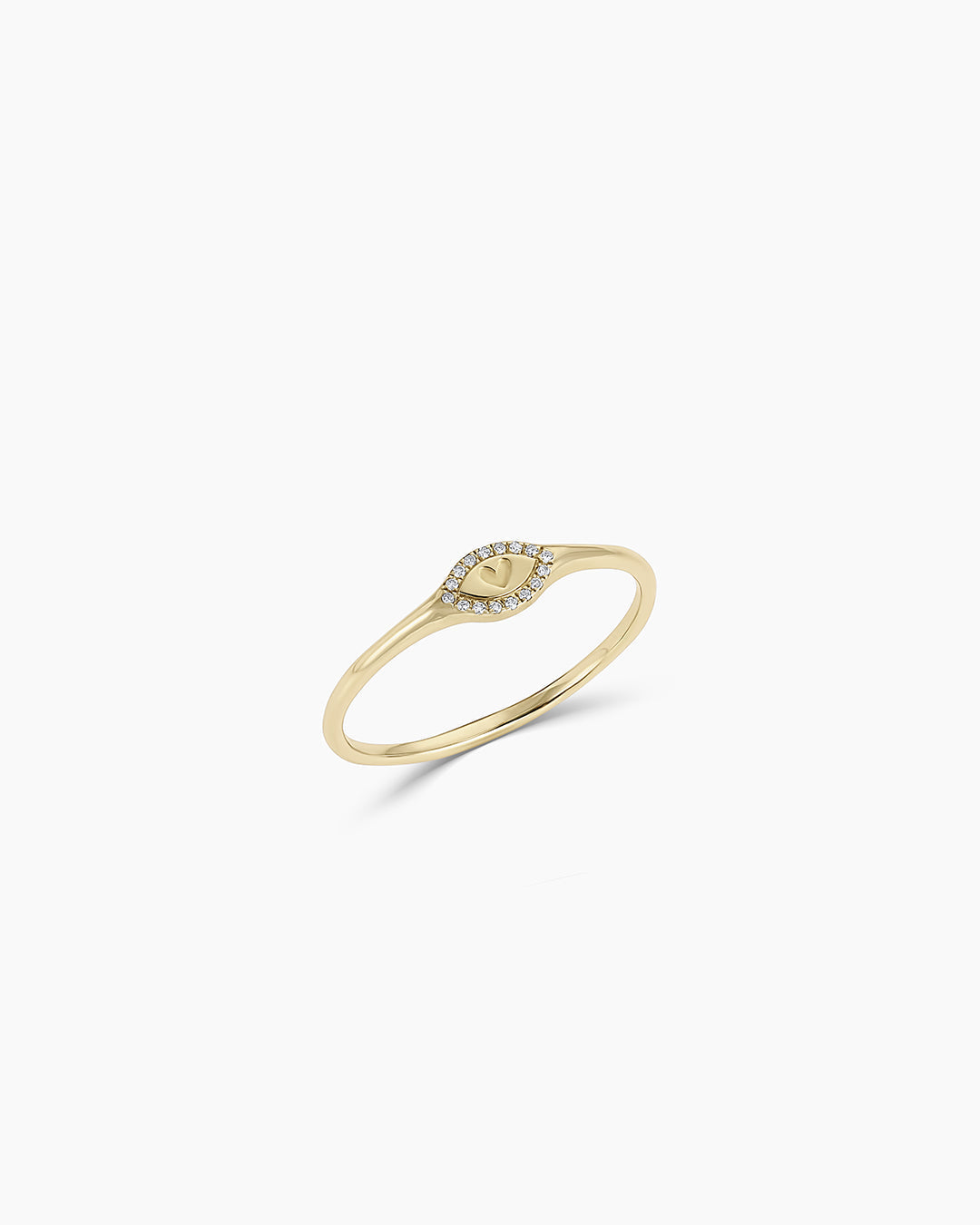 Diamond Love Signet Ring || option::14K Solid Gold