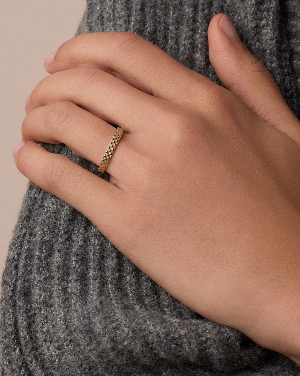 Diamond Checkered Ring || option::14K Solid Gold