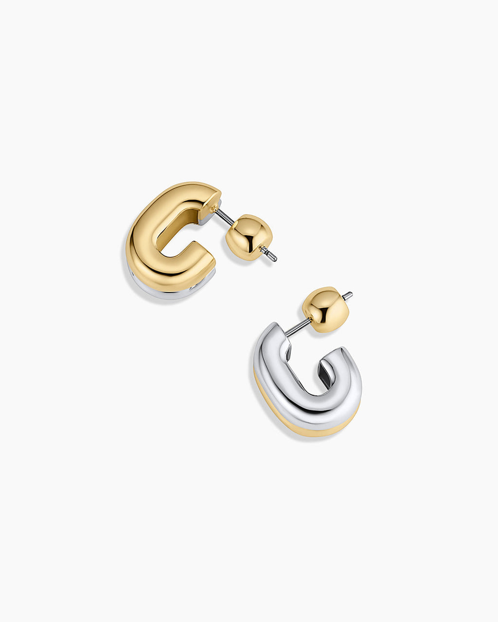 Zoey Mixed Stacked Huggies || option::18K Gold & Silver Plated