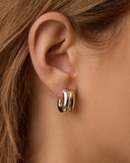 Zoey Mixed Stacked Huggies || option::18K Gold & Silver Plated