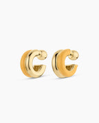 Lou Stacked Huggies || option::18K Gold Plated, Yellow