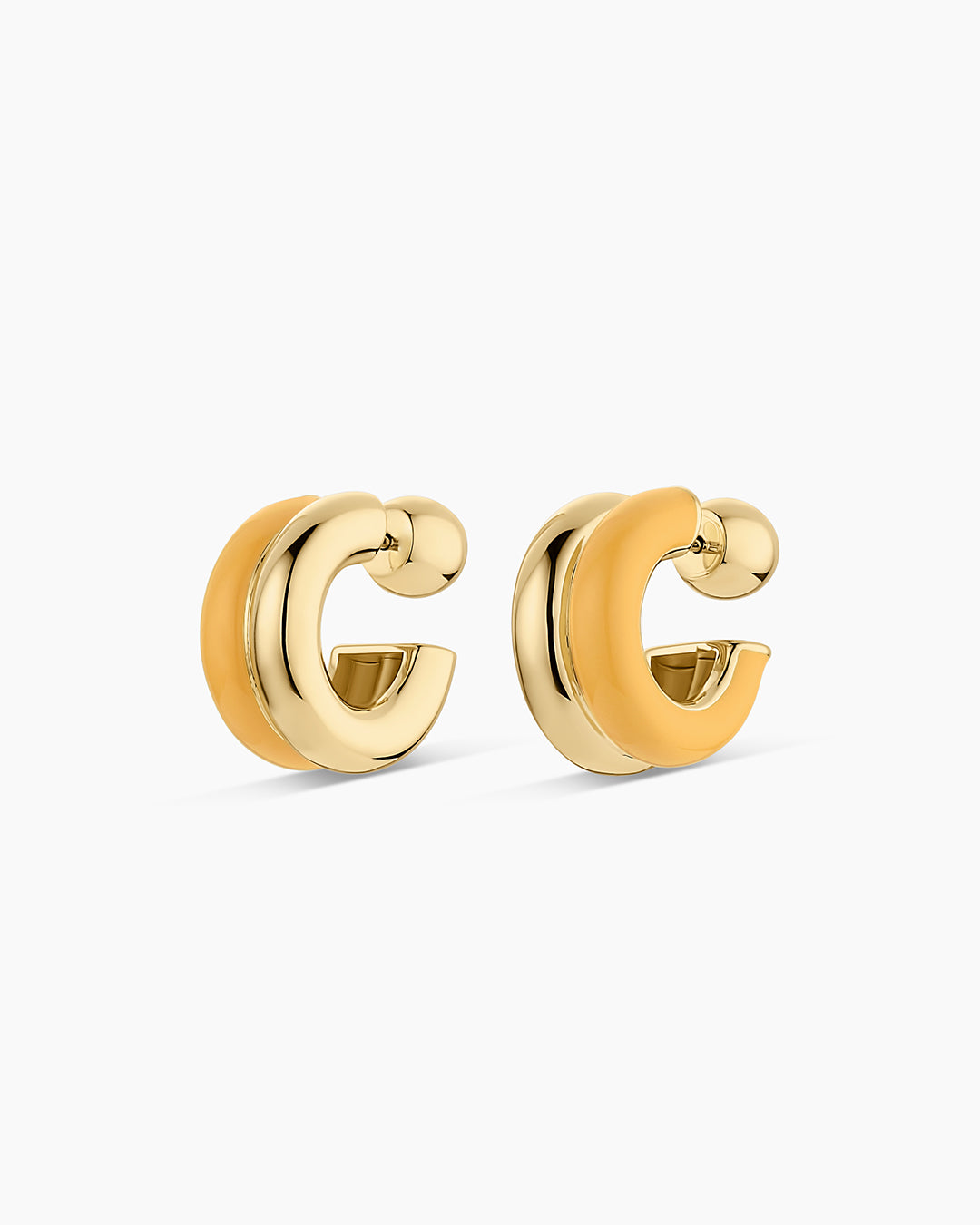 Lou Stacked Huggies || option::18K Gold Plated, Yellow
