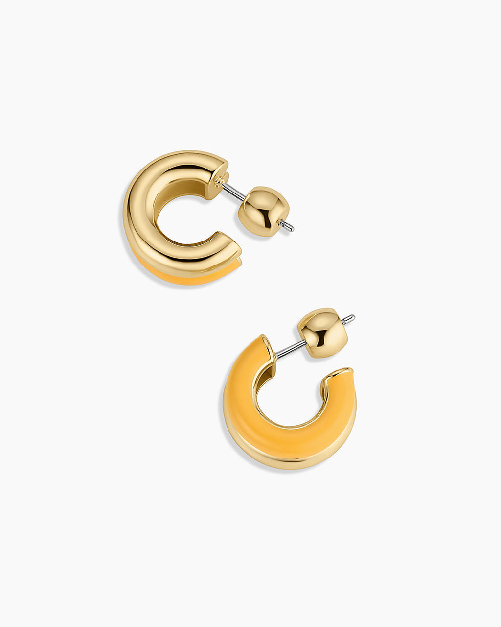 Lou Stacked Huggies || option::18K Gold Plated, Yellow