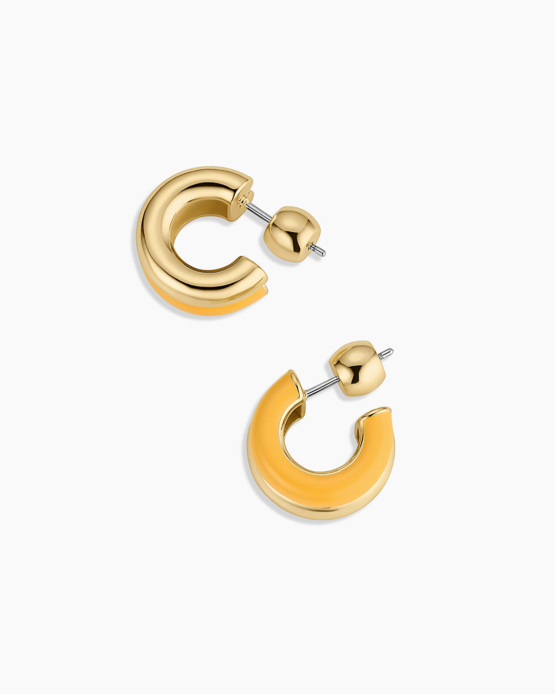 Lou Stacked Huggies || option::18K Gold Plated, Yellow