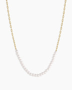 Finley Pearl Row Necklace || option::18K Gold Plated