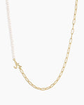 Lou Pearl Alphabet Necklace || option::18K Gold Plated, A