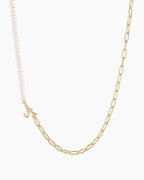 Lou Pearl Alphabet Necklace || option::18K Gold Plated, A
