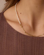 Lou Pearl Alphabet Necklace || option::18K Gold Plated, B