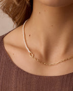 Lou Pearl Alphabet Necklace || option::18K Gold Plated, C