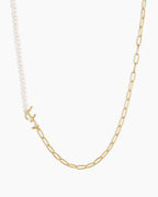 Lou Pearl Alphabet Necklace || option::18K Gold Plated, F