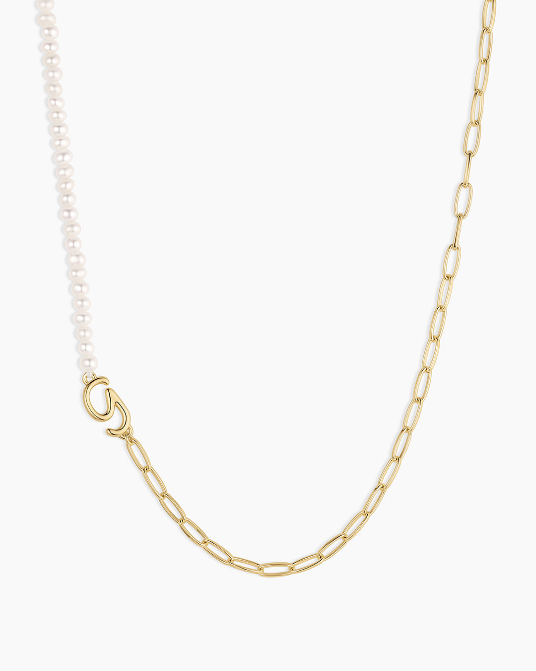 Lou Pearl Alphabet Necklace || option::18K Gold Plated, G