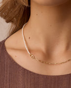 Lou Pearl Alphabet Necklace || option::18K Gold Plated, G