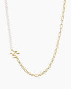 Lou Pearl Alphabet Necklace || option::18K Gold Plated, H
