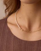 Lou Pearl Alphabet Necklace || option::18K Gold Plated, I