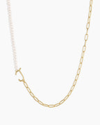 Lou Pearl Alphabet Necklace || option::18K Gold Plated, J