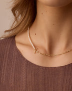 Lou Pearl Alphabet Necklace || option::18K Gold Plated, K
