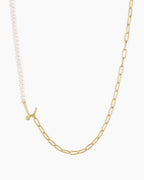 Lou Pearl Alphabet Necklace || option::18K Gold Plated, L