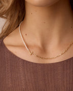 Lou Pearl Alphabet Necklace || option::18K Gold Plated, L