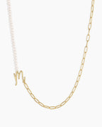 Lou Pearl Alphabet Necklace || option::18K Gold Plated, M
