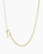 Lou Pearl Alphabet Necklace || option::18K Gold Plated, N