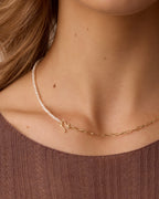 Lou Pearl Alphabet Necklace || option::18K Gold Plated, N