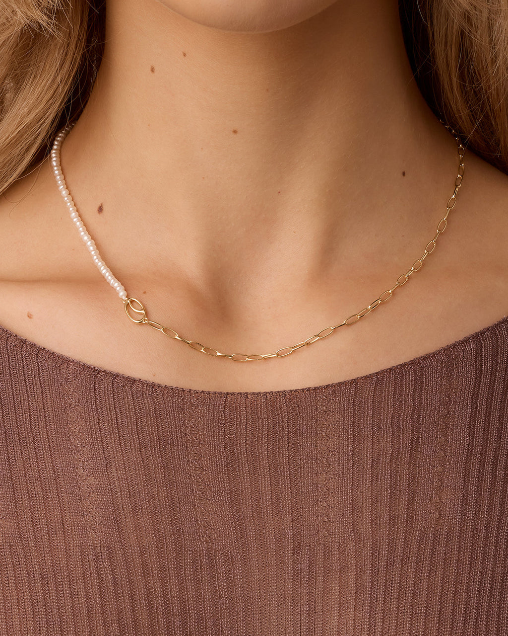 Lou Pearl Alphabet Necklace || option::18K Gold Plated, O