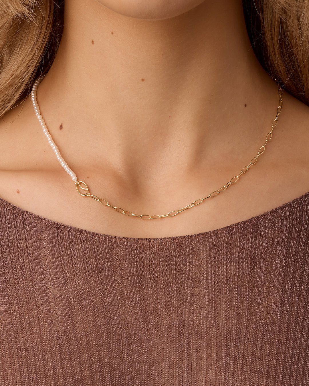 Lou Pearl Alphabet Necklace || option::18K Gold Plated, O