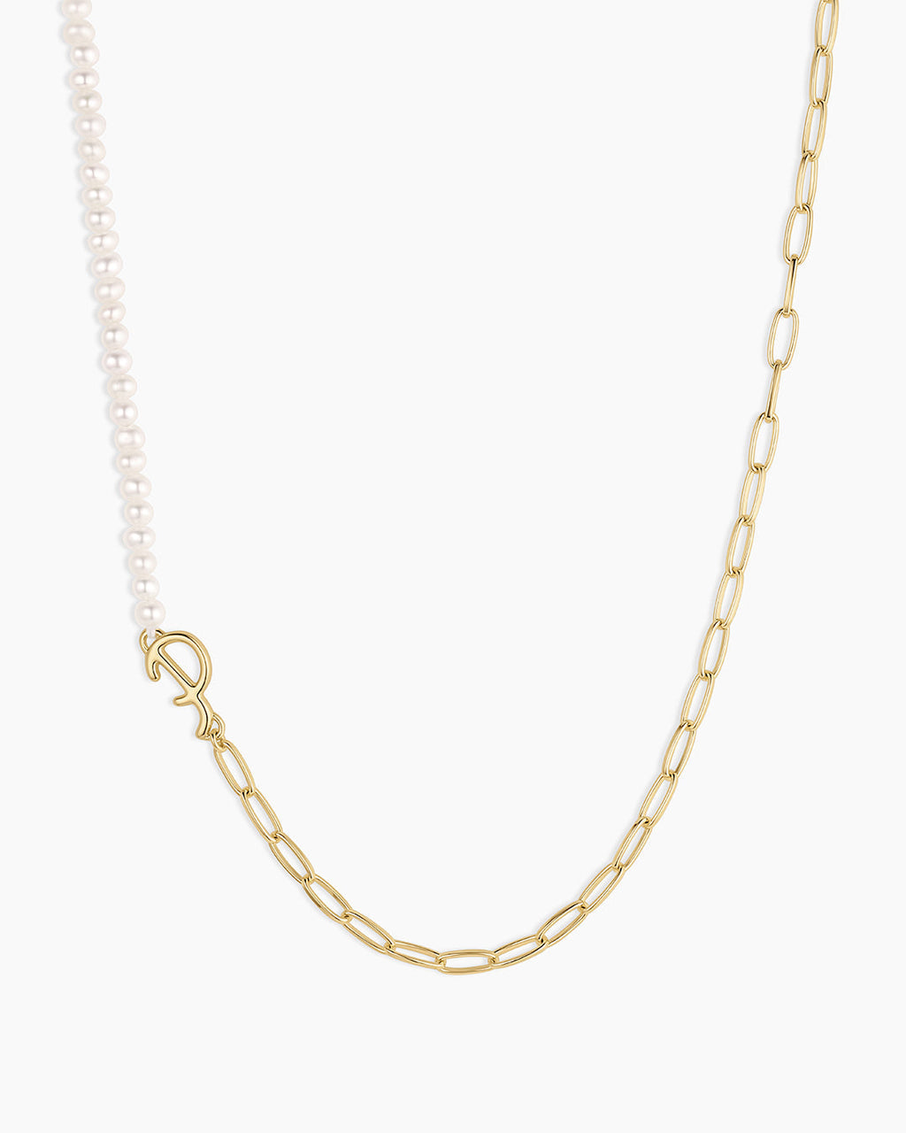 Lou Pearl Alphabet Necklace || option::18K Gold Plated, P