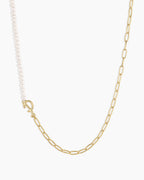 Lou Pearl Alphabet Necklace || option::18K Gold Plated, P