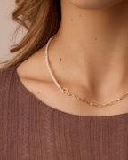 Lou Pearl Alphabet Necklace || option::18K Gold Plated, P
