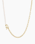 Lou Pearl Alphabet Necklace || option::18K Gold Plated, R