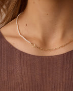 Lou Pearl Alphabet Necklace || option::18K Gold Plated, S