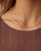 Lou Pearl Alphabet Necklace || option::18K Gold Plated, T