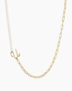 Lou Pearl Alphabet Necklace || option::18K Gold Plated, U