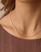 Lou Pearl Alphabet Necklace || option::18K Gold Plated, U