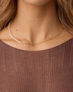 Lou Pearl Alphabet Necklace || option::18K Gold Plated, V