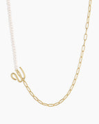 Lou Pearl Alphabet Necklace || option::18K Gold Plated, W