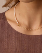 Lou Pearl Alphabet Necklace || option::18K Gold Plated, W