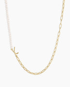 Lou Pearl Alphabet Necklace || option::18K Gold Plated, X