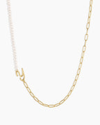 Lou Pearl Alphabet Necklace || option::18K Gold Plated, Y