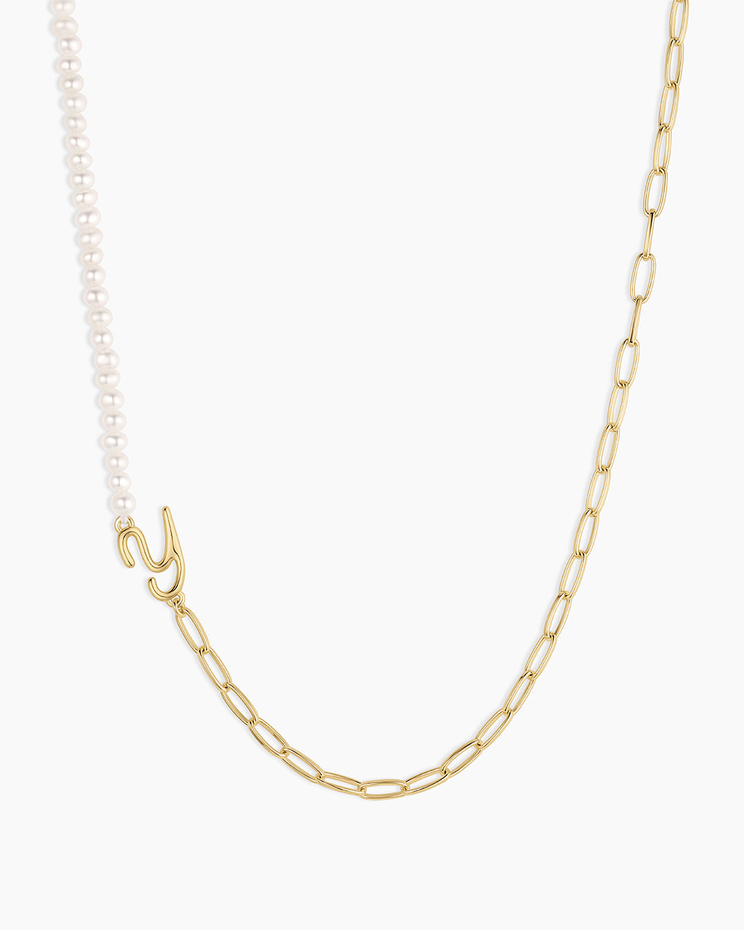 Lou Pearl Alphabet Necklace || option::18K Gold Plated, Y