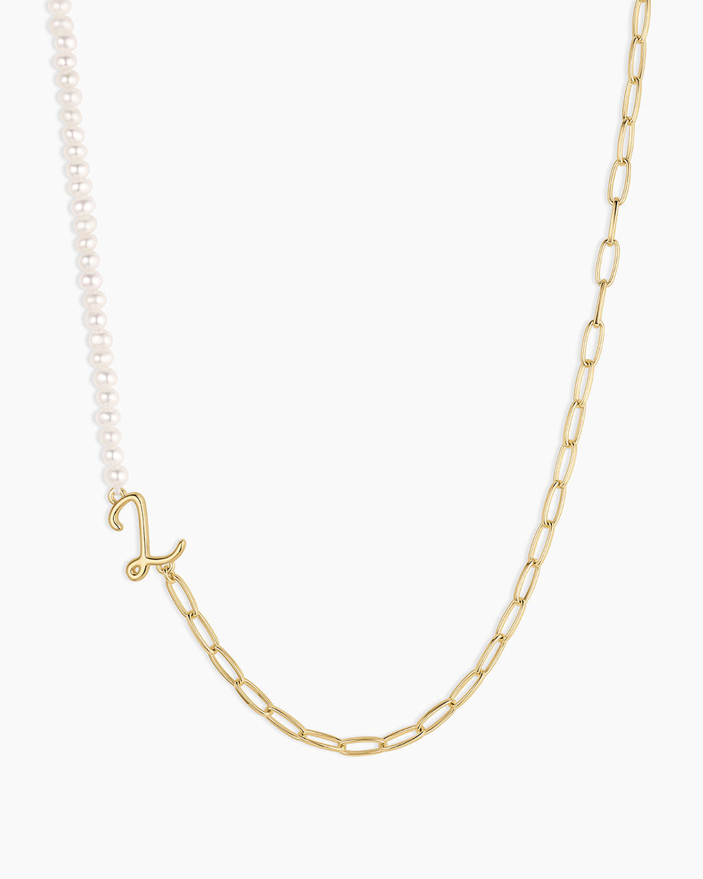 Lou Pearl Alphabet Necklace || option::18K Gold Plated, Z