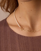 Lou Pearl Alphabet Necklace || option::18K Gold Plated, Z